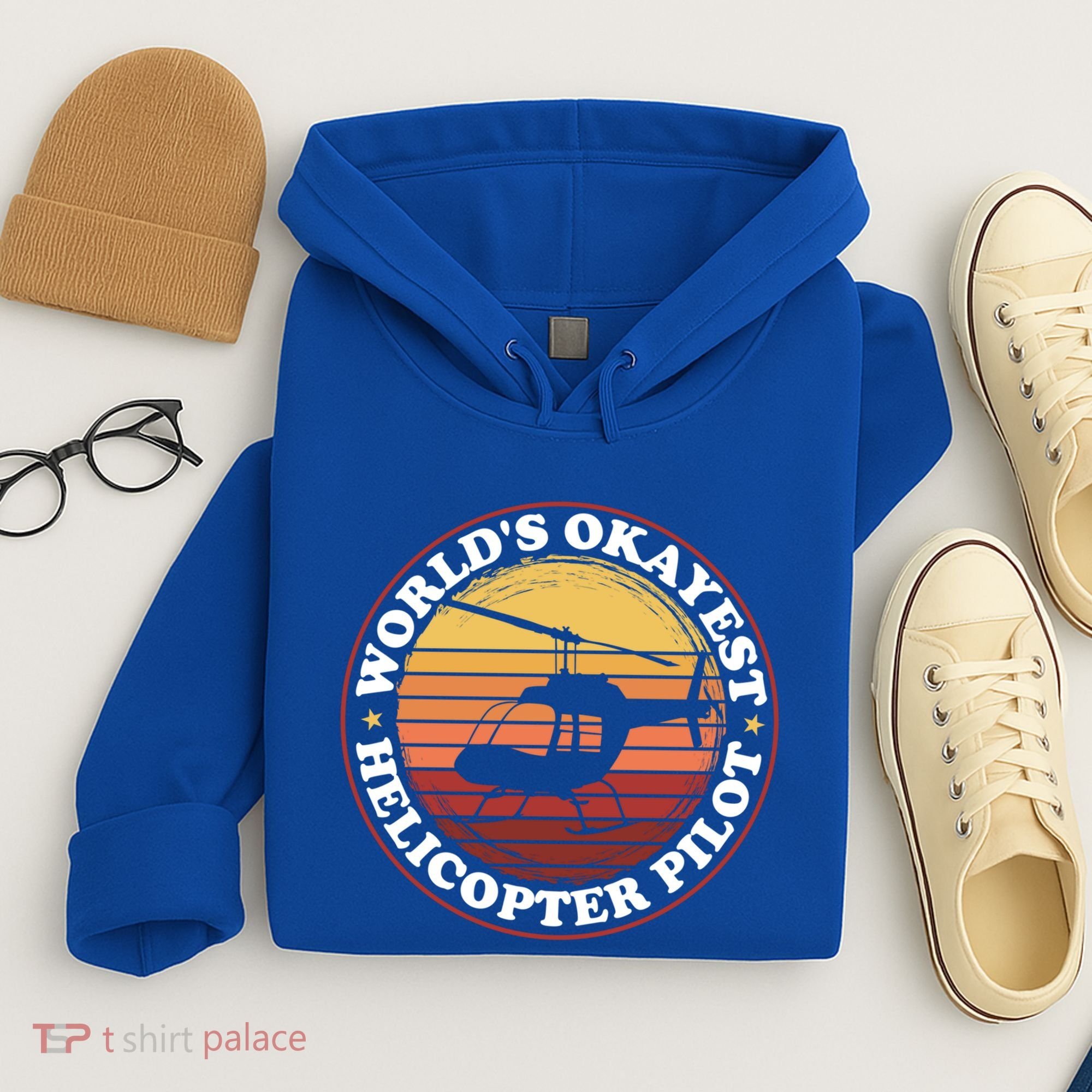 Helicopter Pilot Worlds Okayest Helicopter Pilot Funny Gift Hoodie