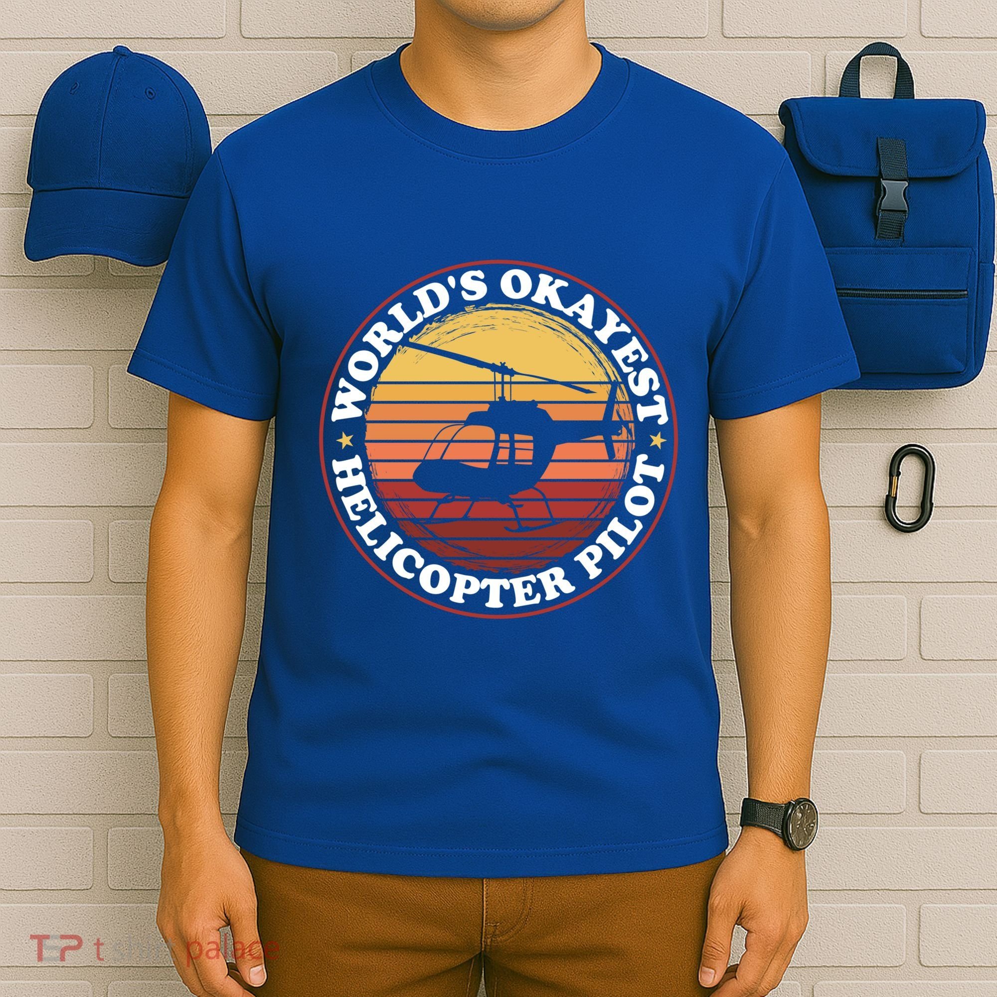 Helicopter Pilot Worlds Okayest Helicopter Pilot Funny Gift T-Shirt