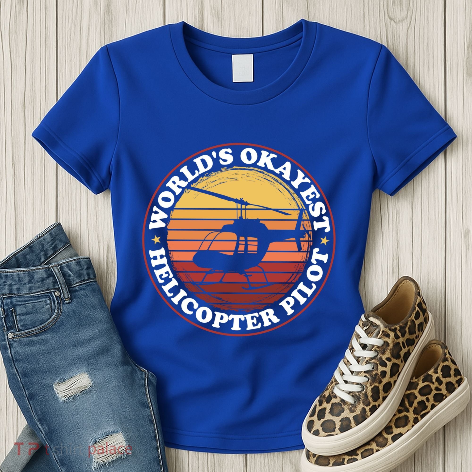 Helicopter Pilot Worlds Okayest Helicopter Pilot Funny Gift Women's T-Shirt