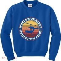 Helicopter Pilot Worlds Okayest Helicopter Pilot Funny Gift Kids Sweatshirt thumb 0