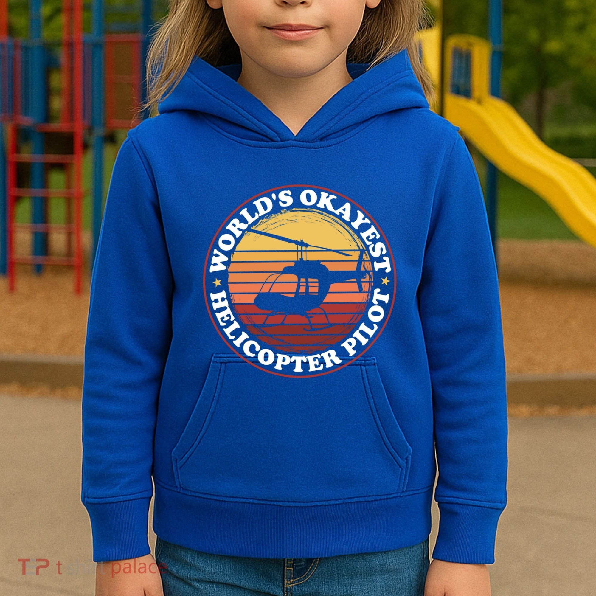 Helicopter Pilot Worlds Okayest Helicopter Pilot Funny Gift Kids Hoodie