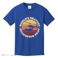 Helicopter Pilot Worlds Okayest Helicopter Pilot Funny Gift Kids T-Shirt thumb 0