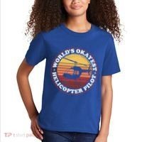 Helicopter Pilot Worlds Okayest Helicopter Pilot Funny Gift Kids T-Shirt thumb 2