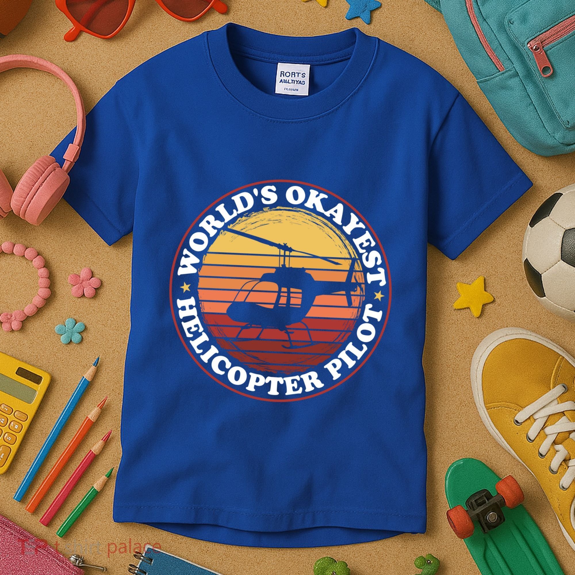Helicopter Pilot Worlds Okayest Helicopter Pilot Funny Gift Kids T-Shirt