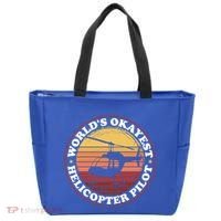 Helicopter Pilot Worlds Okayest Helicopter Pilot Funny Gift Tote Bag thumb 0