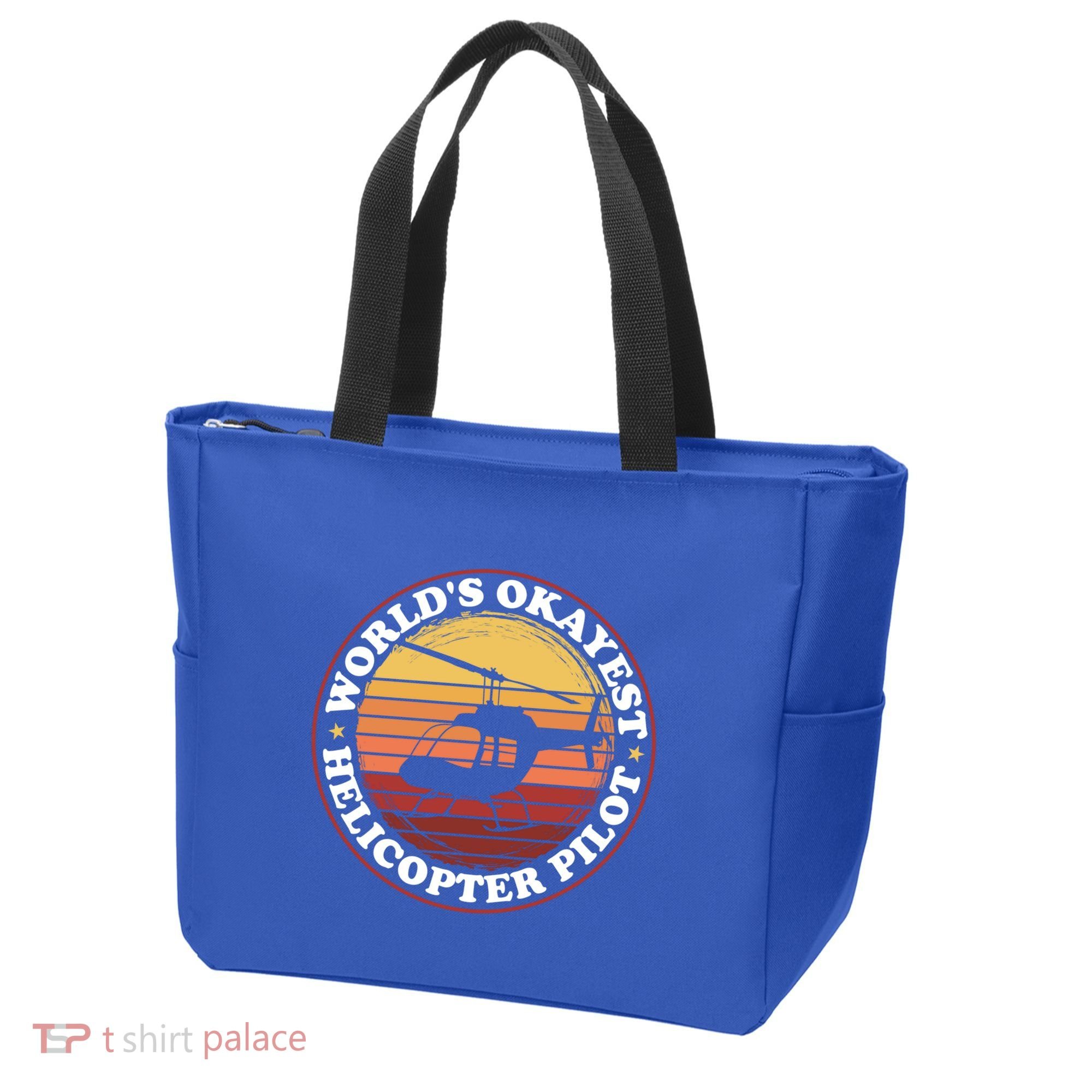 Helicopter Pilot Worlds Okayest Helicopter Pilot Funny Gift Tote Bag