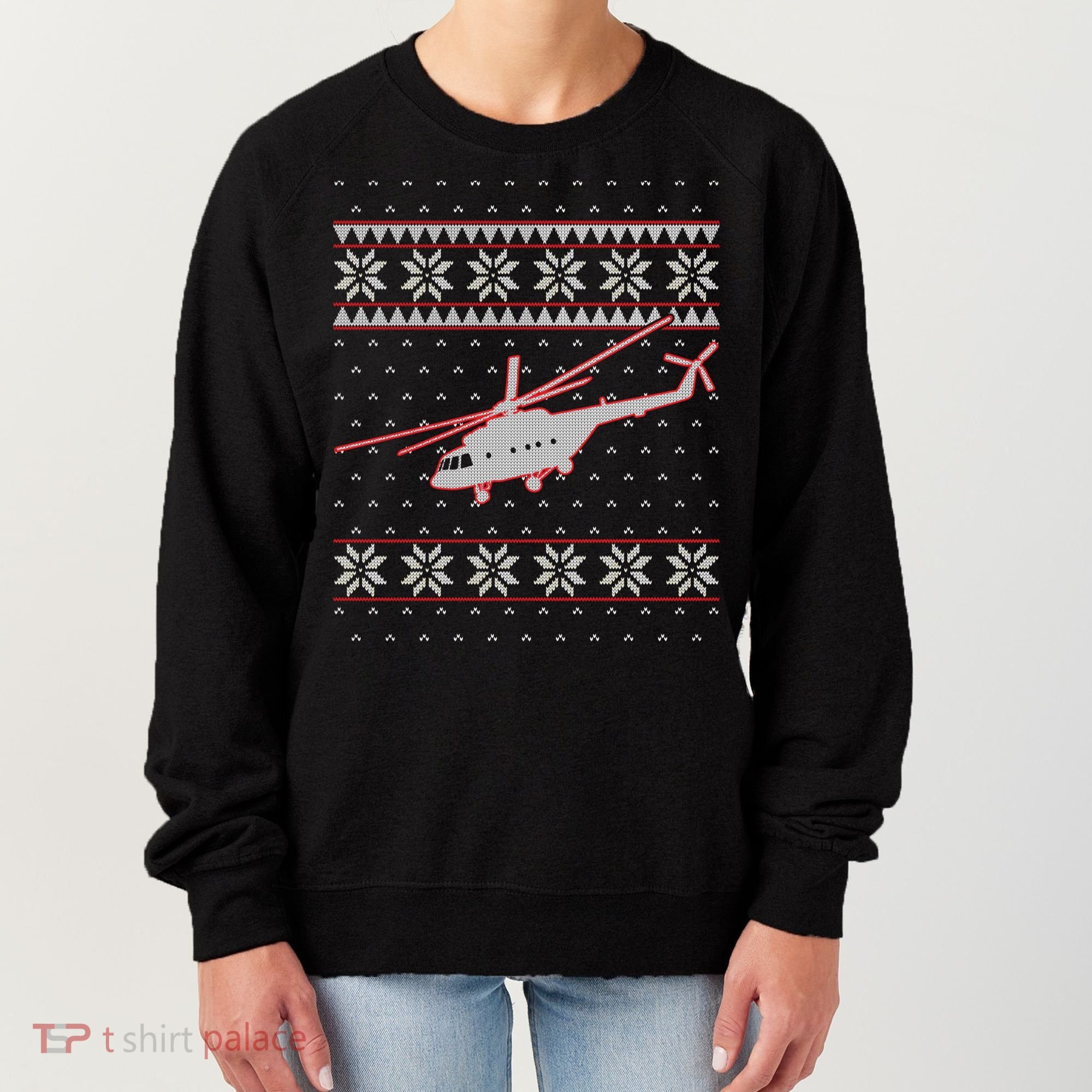 Helicopter Pilot Xmas Aviation Ugly Christmas Gift Women's Sweatshirt