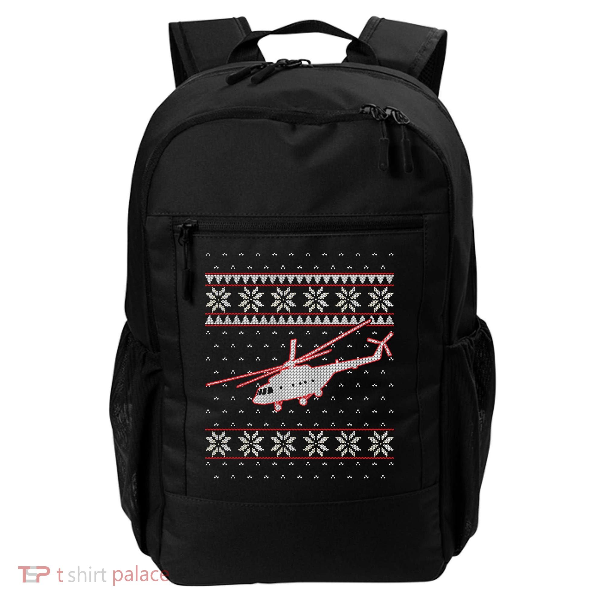 Helicopter Pilot Xmas Aviation Ugly Christmas Gift Backpack