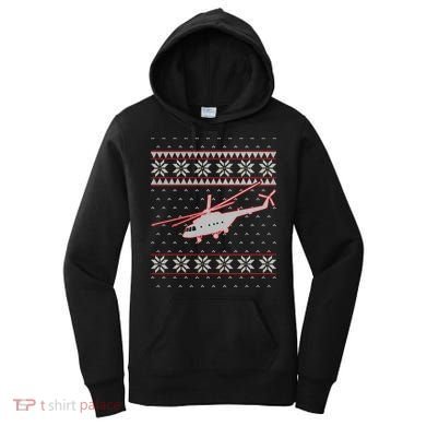 Helicopter Pilot Xmas Aviation Ugly Christmas Gift Women's Hoodie