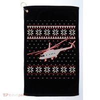 Helicopter Pilot Xmas Aviation Ugly Christmas Gift Golf Towel thumb 0
