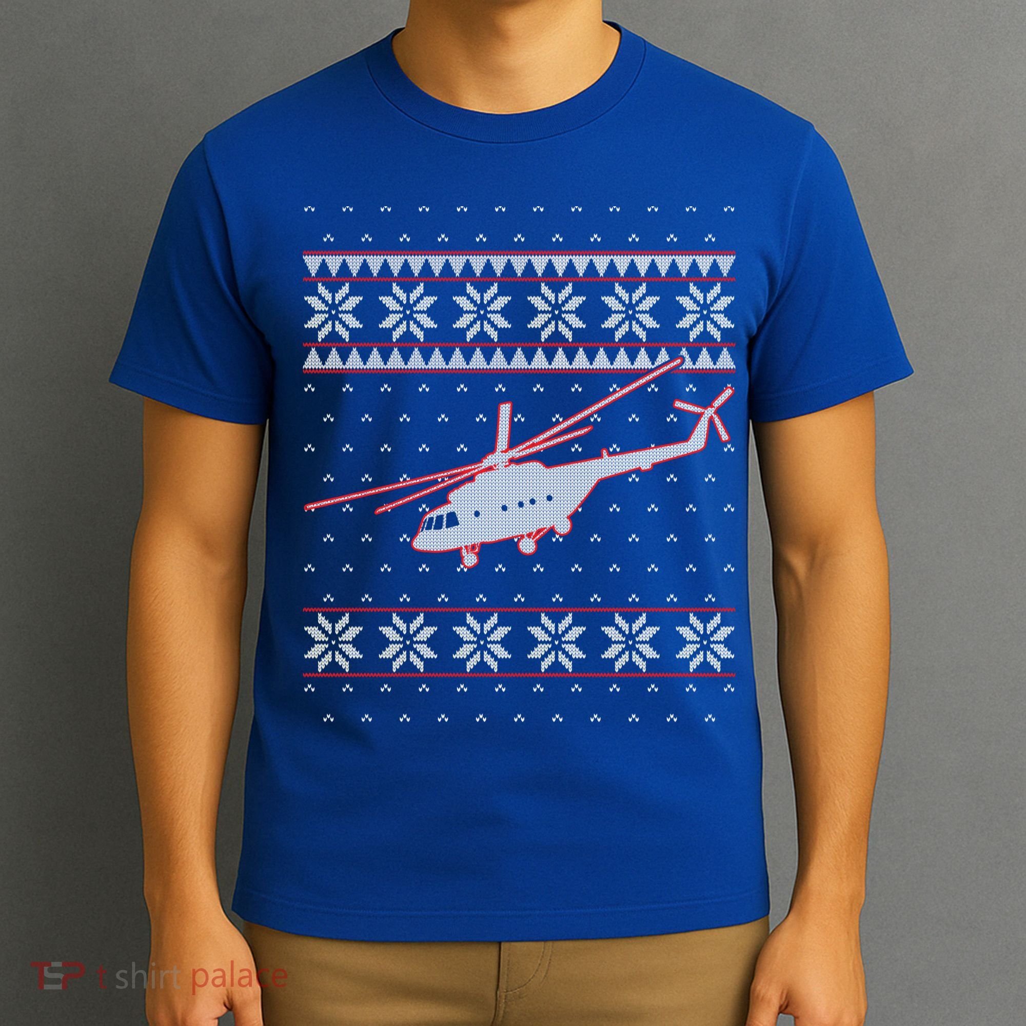 Helicopter Pilot Xmas Aviation Ugly Christmas Gift T-Shirt