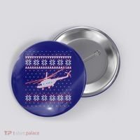 Helicopter Pilot Xmas Aviation Ugly Christmas Gift Button thumb 0