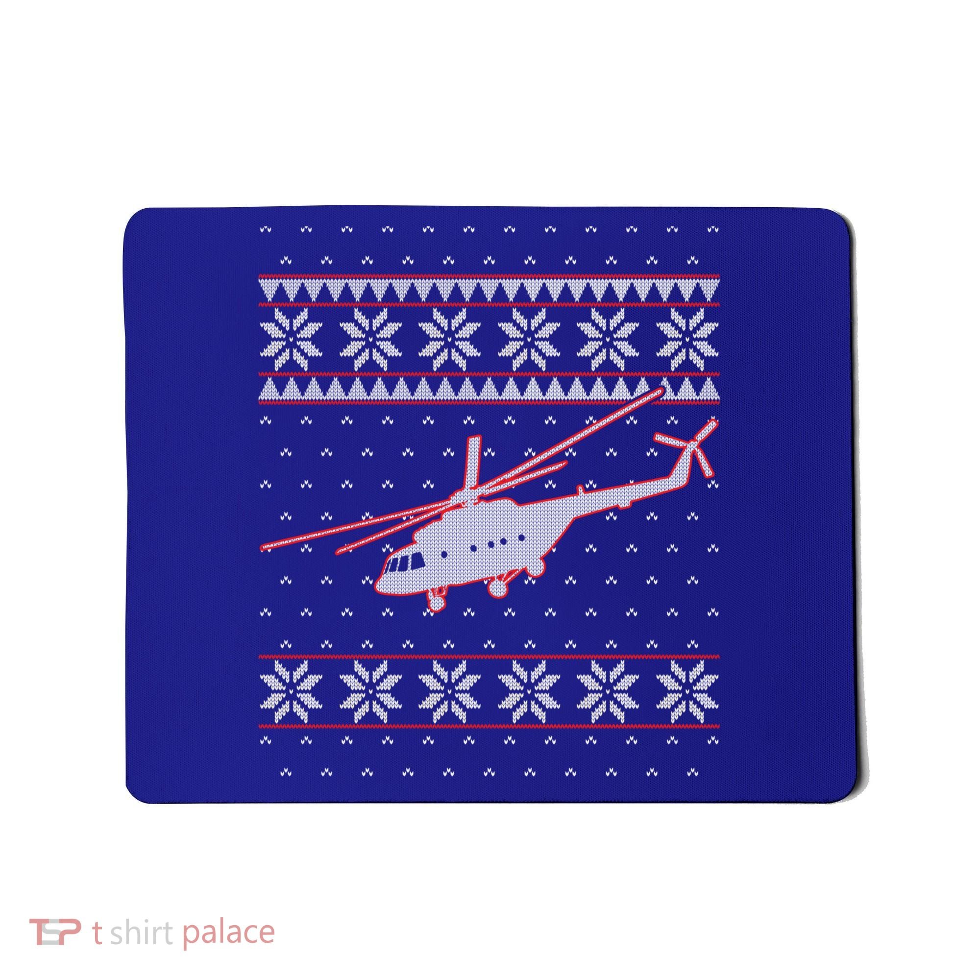 Helicopter Pilot Xmas Aviation Ugly Christmas Gift Mousepad