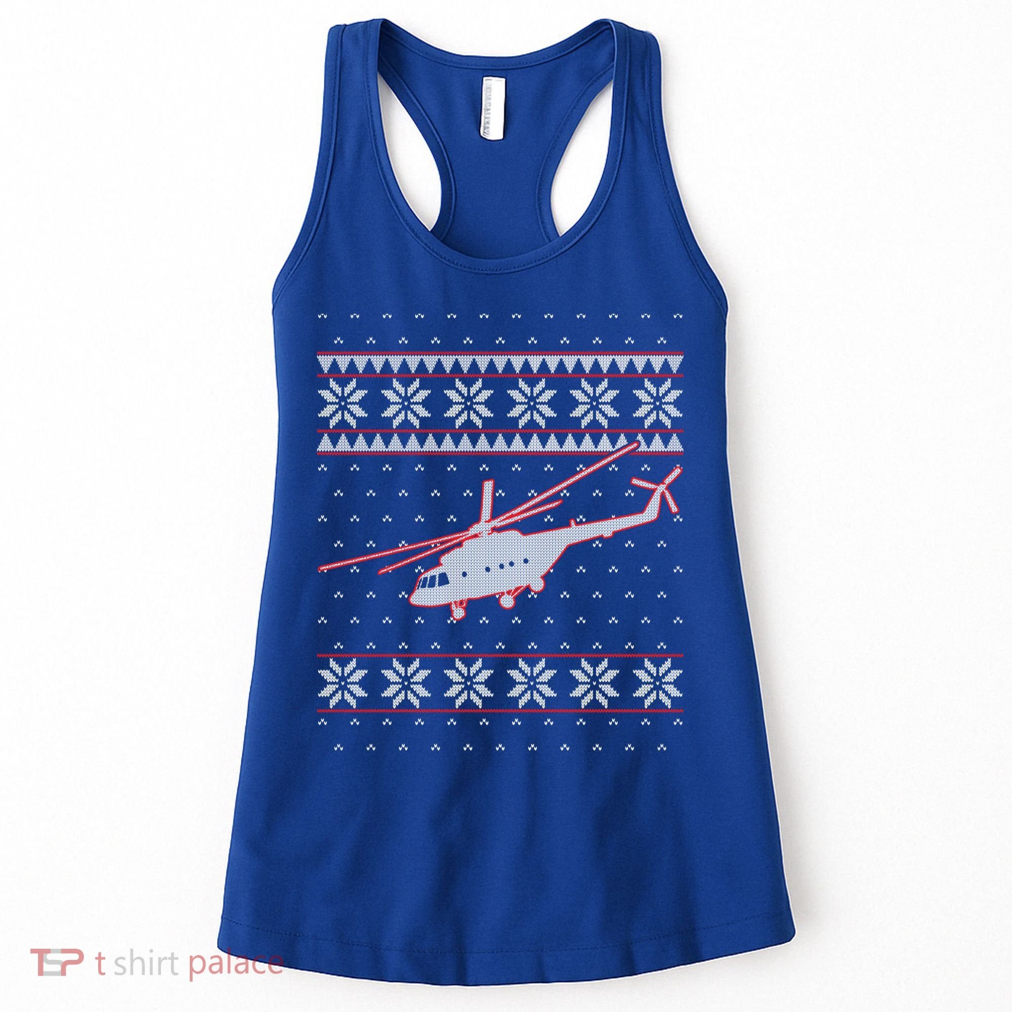 Helicopter Pilot Xmas Aviation Ugly Christmas Gift Women's Tank Top
