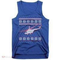 Helicopter Pilot Xmas Aviation Ugly Christmas Gift Tank Top thumb 0