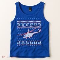 Helicopter Pilot Xmas Aviation Ugly Christmas Gift Tank Top thumb 2