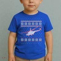 Helicopter Pilot Xmas Aviation Ugly Christmas Gift Toddler T-Shirt thumb 2