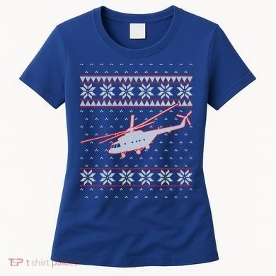 Helicopter Pilot Xmas Aviation Ugly Christmas Gift Women's T-Shirt