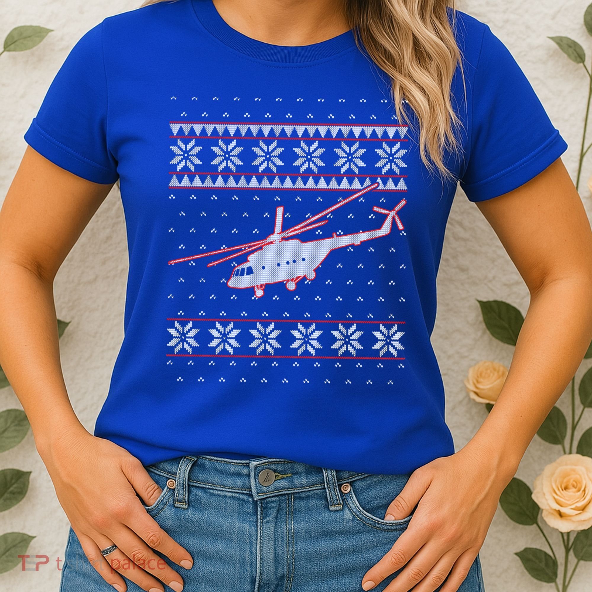 Helicopter Pilot Xmas Aviation Ugly Christmas Gift Women's T-Shirt