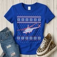 Helicopter Pilot Xmas Aviation Ugly Christmas Gift Women's T-Shirt thumb 3