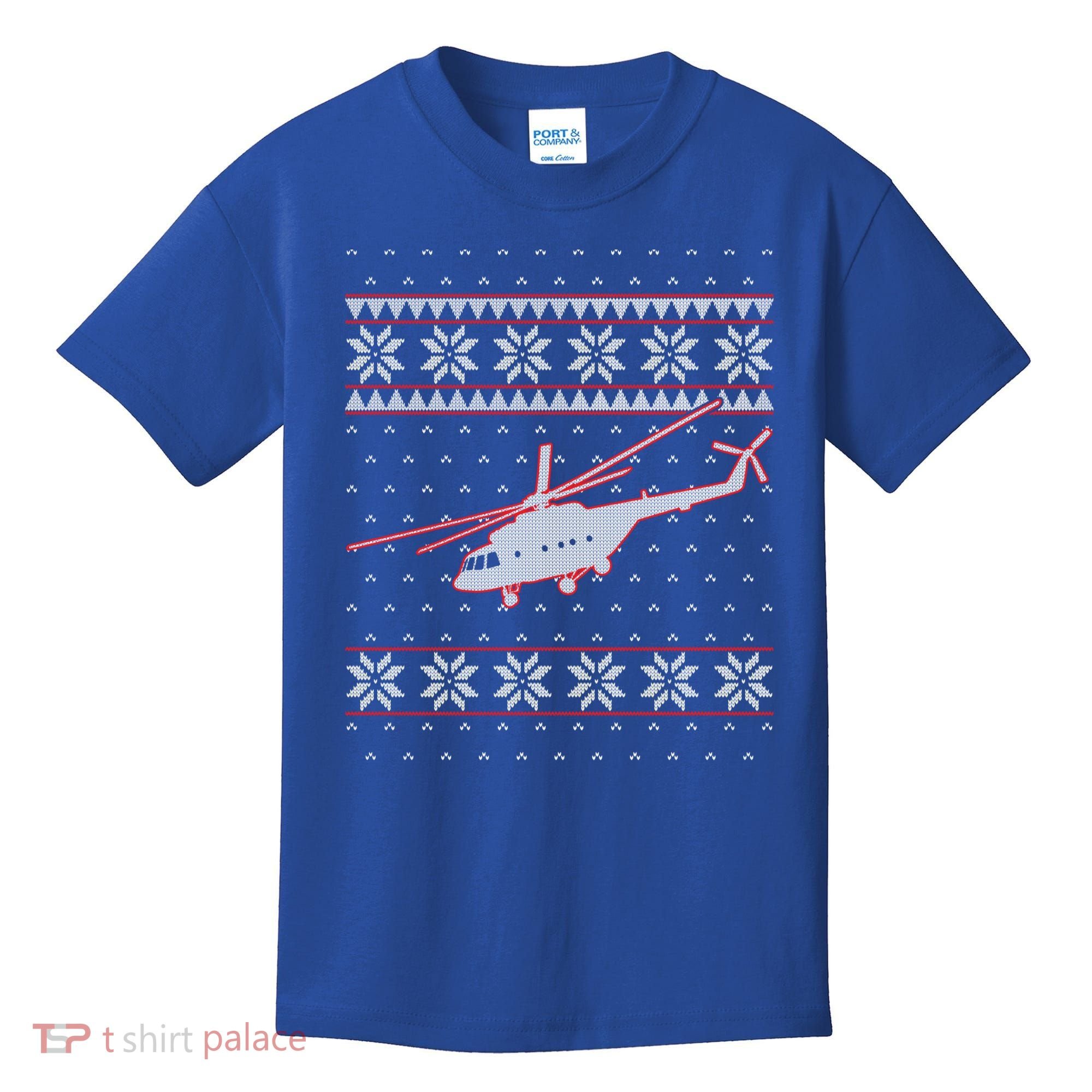 Helicopter Pilot Xmas Aviation Ugly Christmas Gift Kids T-Shirt