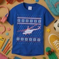Helicopter Pilot Xmas Aviation Ugly Christmas Gift Kids T-Shirt thumb 3