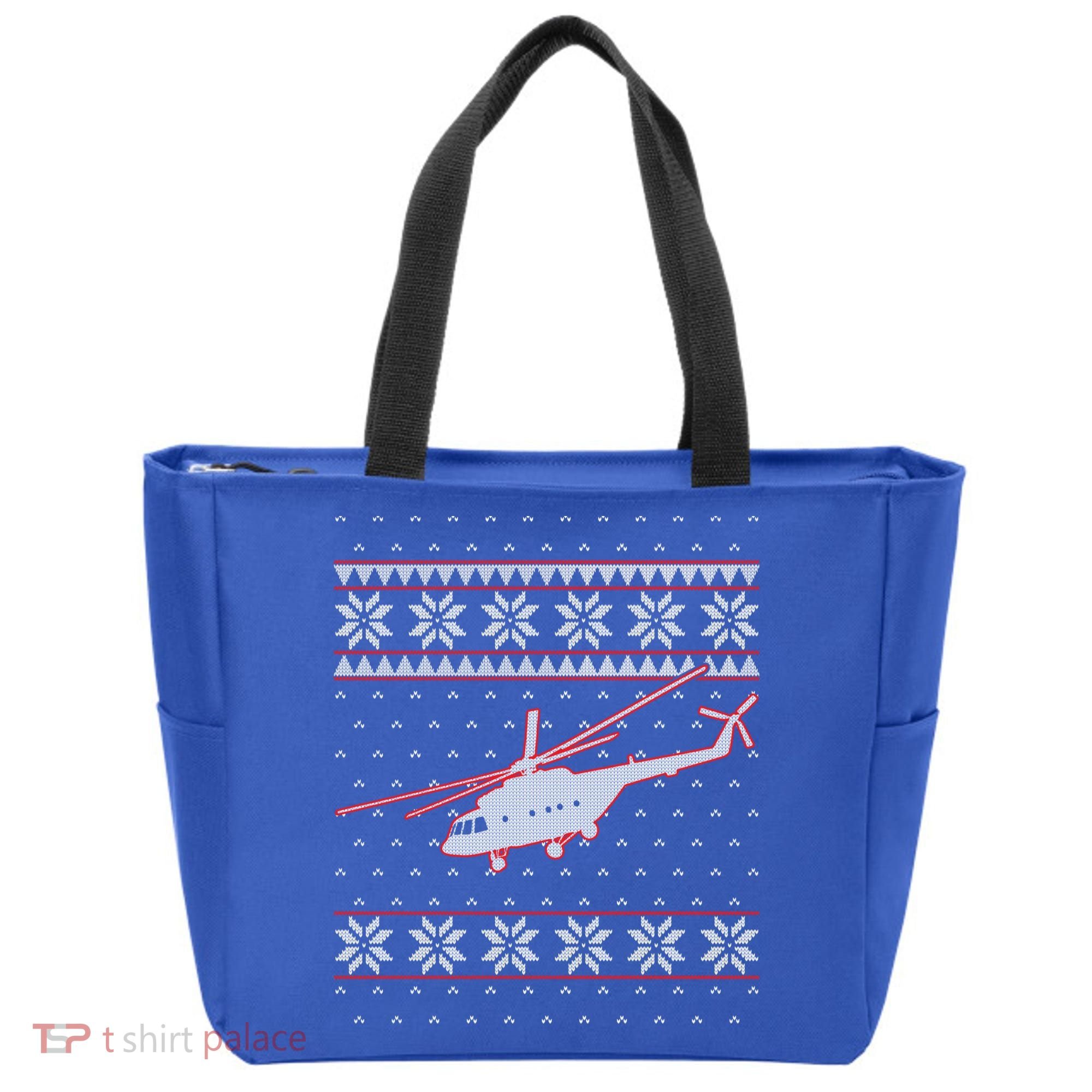 Helicopter Pilot Xmas Aviation Ugly Christmas Gift Tote Bag