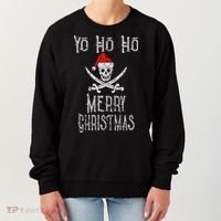 Holiday Pirate Yo Ho Ho Merry Christmas Santa Hat Boating Long Sleeve Women's Sweatshirt thumb 0