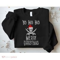 Holiday Pirate Yo Ho Ho Merry Christmas Santa Hat Boating Long Sleeve Sweatshirt thumb 2