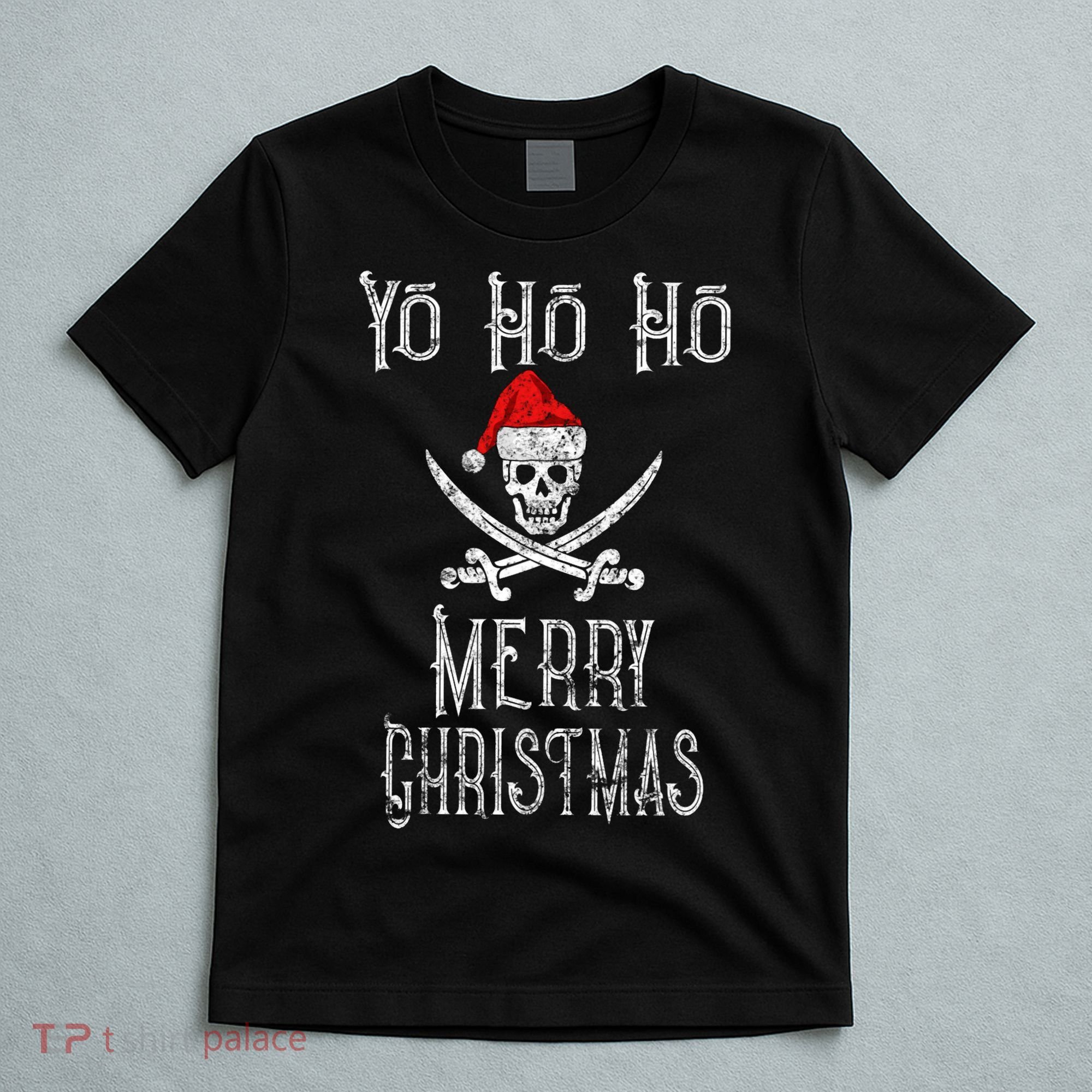 Holiday Pirate Yo Ho Ho Merry Christmas Santa Hat Boating Long Sleeve T-Shirt