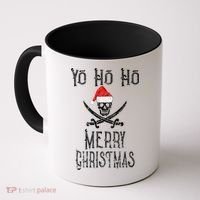 Holiday Pirate Yo Ho Ho Merry Christmas Santa Hat Boating Long Sleeve Coffee Mug thumb 0