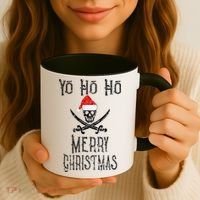 Holiday Pirate Yo Ho Ho Merry Christmas Santa Hat Boating Long Sleeve Coffee Mug thumb 3