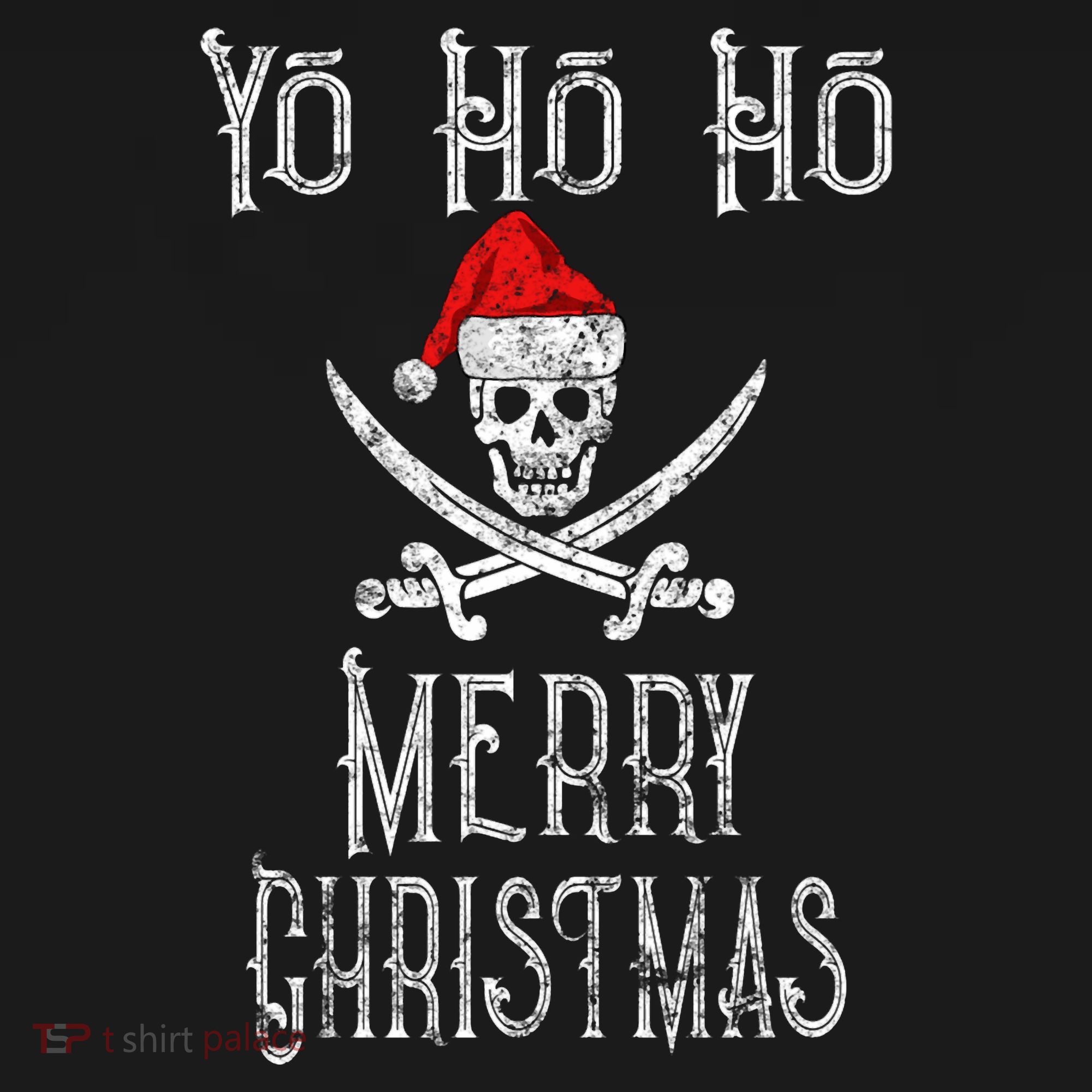 Holiday Pirate Yo Ho Ho Merry Christmas Santa Hat Boating Long Sleeve Polo