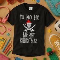 Holiday Pirate Yo Ho Ho Merry Christmas Santa Hat Boating Long Sleeve Kids T-Shirt thumb 3