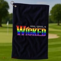 Here Queer And Wicked Lgbt Golf Towel thumb 1