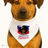 Haitian Queen Haiti Flag Melanin USA-Made Doggie Bandana thumb 1