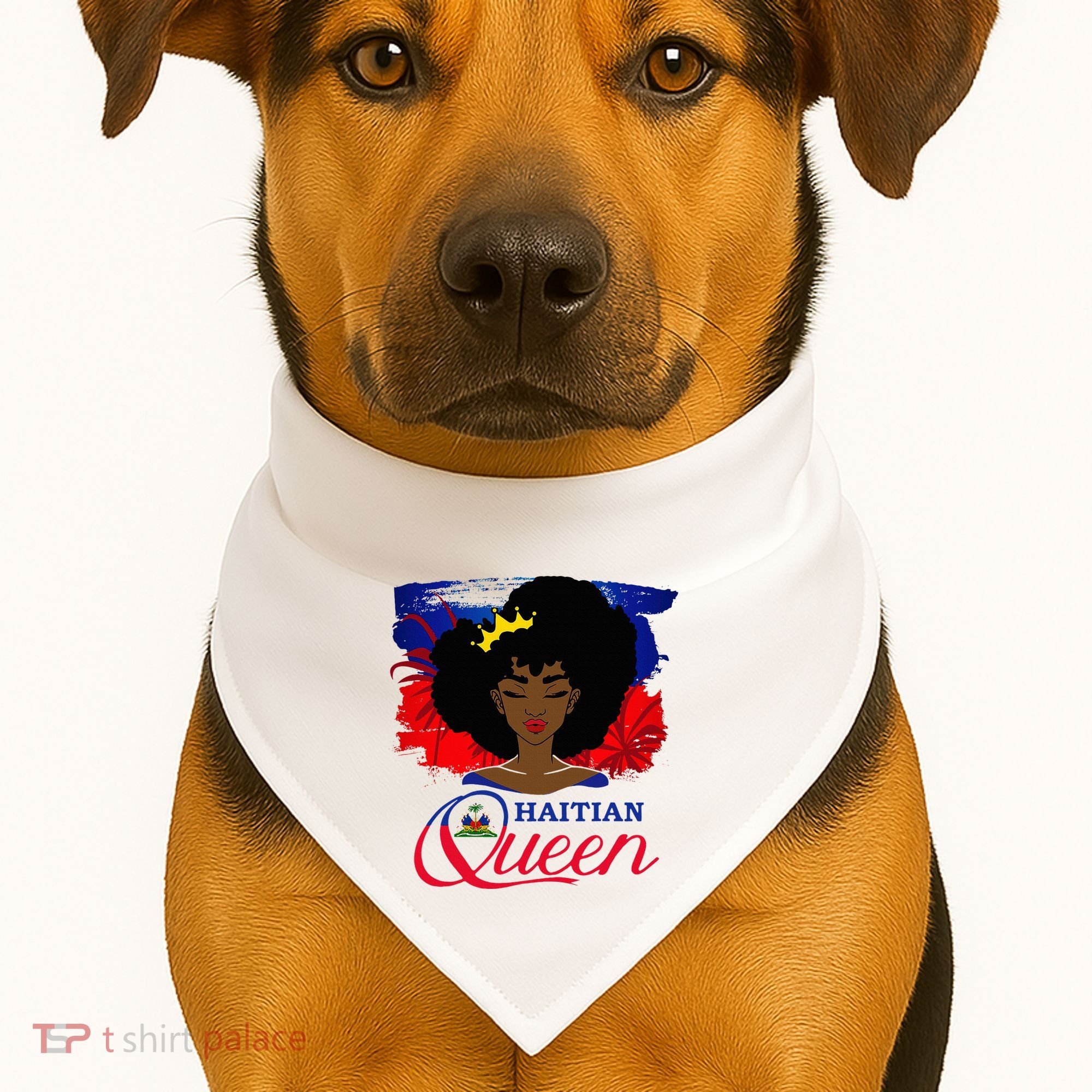 Haitian Queen Haiti Flag Melanin USA-Made Doggie Bandana