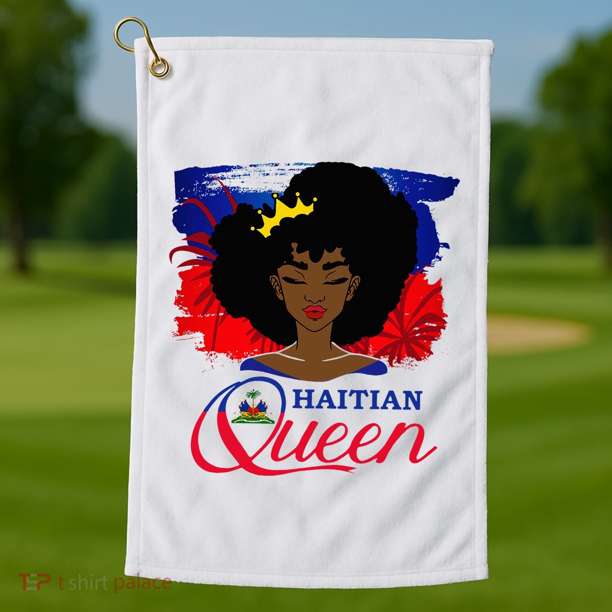 Haitian Queen Haiti Flag Melanin Golf Towel