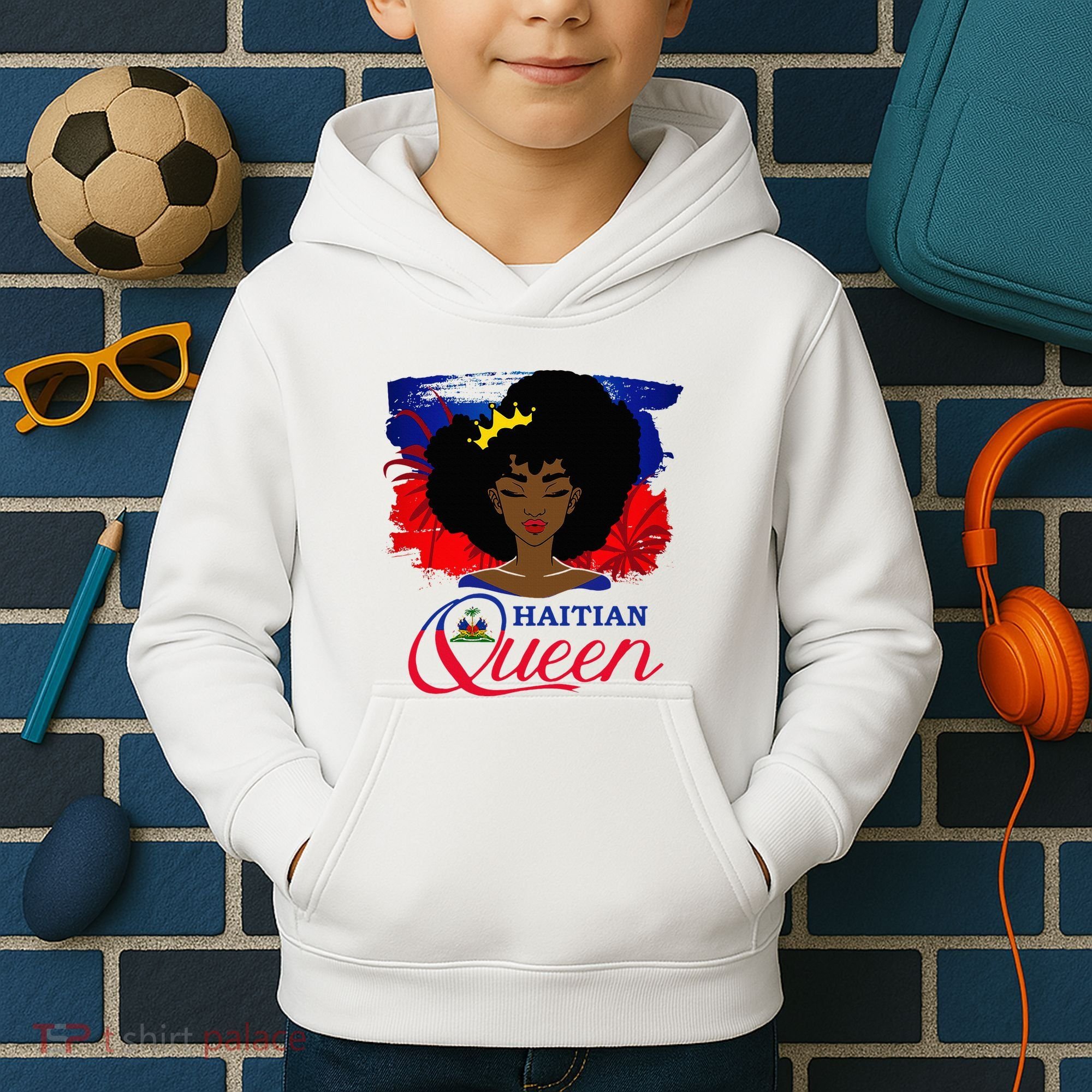 Haitian Queen Haiti Flag Melanin Kids Hoodie