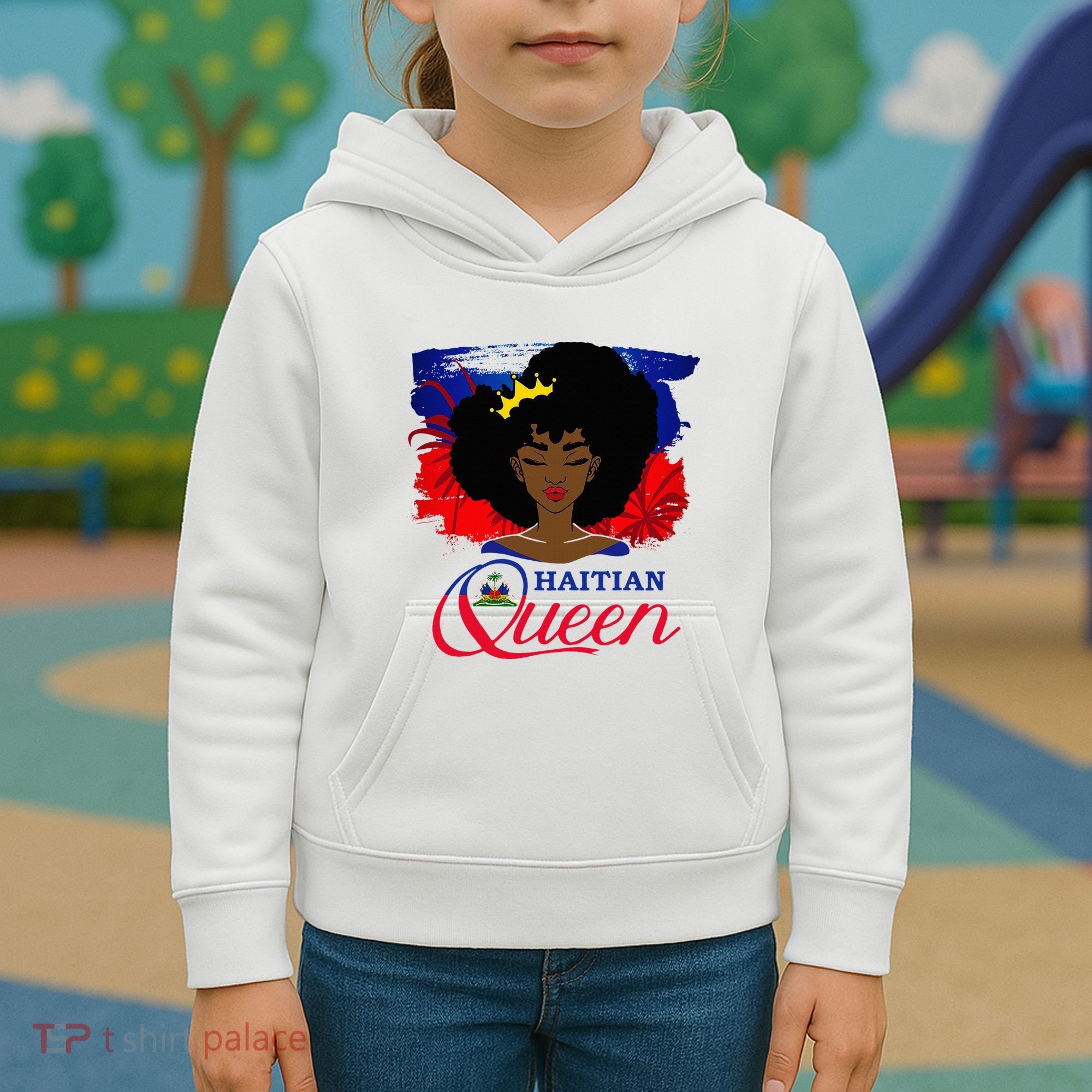 Haitian Queen Haiti Flag Melanin Kids Hoodie
