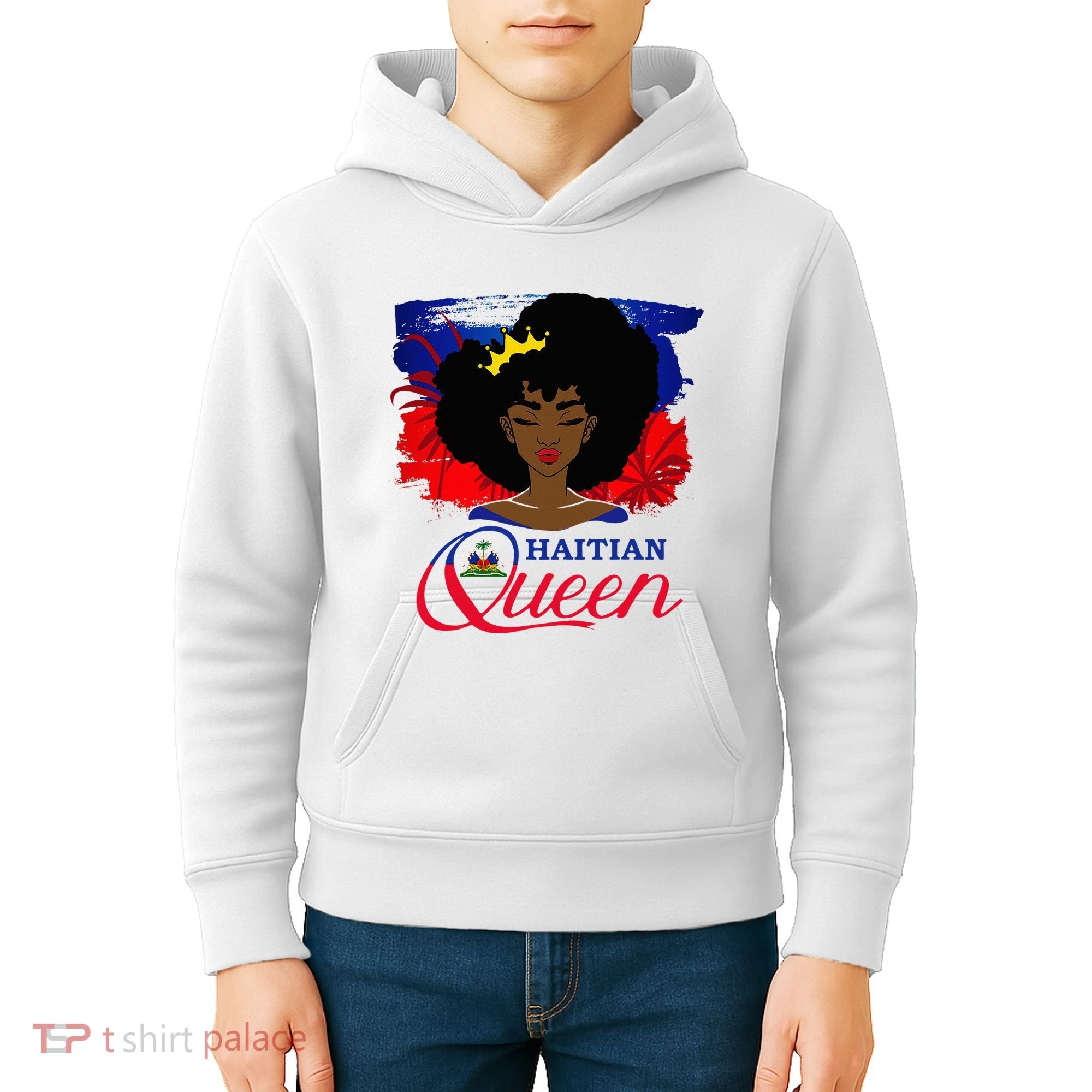 Haitian Queen Haiti Flag Melanin Kids Hoodie
