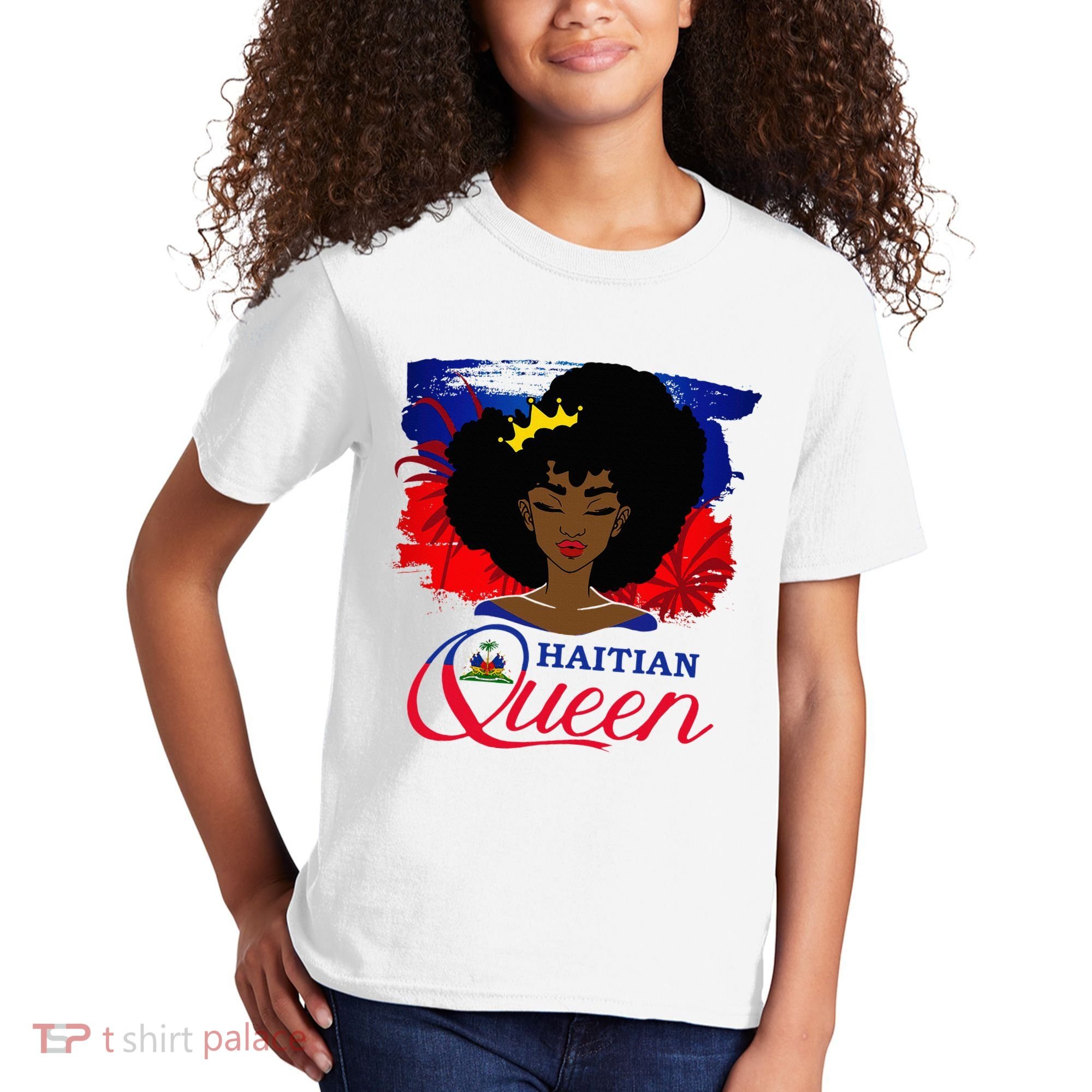 Haitian Queen Haiti Flag Melanin Kids T-Shirt