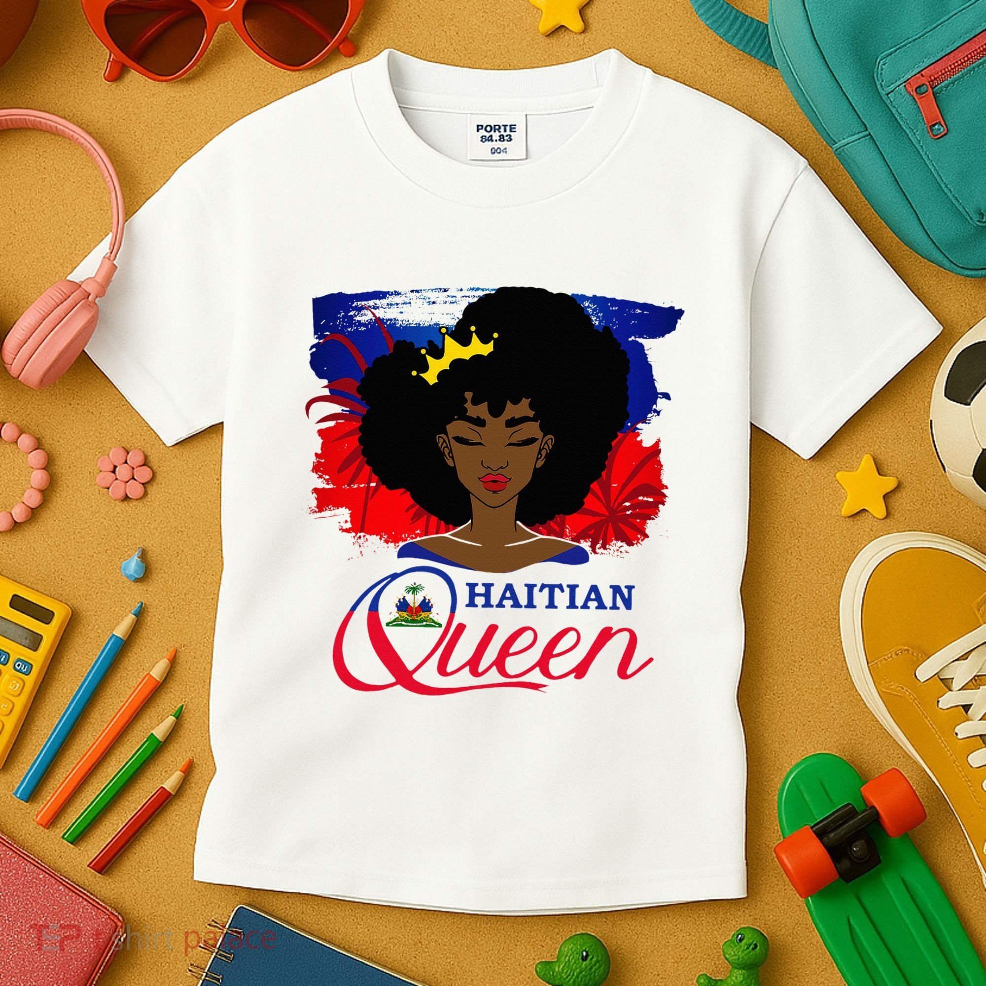 Haitian Queen Haiti Flag Melanin Kids T-Shirt