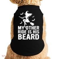 Halloween Quote My Other Ride Is His Beard Witch Doggie Tank thumb 0