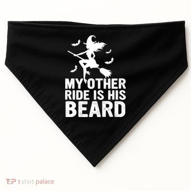 Halloween Quote My Other Ride Is His Beard Witch USA-Made Doggie Bandana