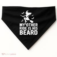 Halloween Quote My Other Ride Is His Beard Witch USA-Made Doggie Bandana thumb 0