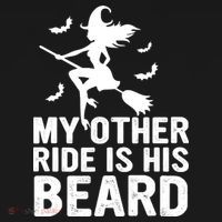 Halloween Quote My Other Ride Is His Beard Witch Women's Hoodie thumb 2