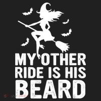 Halloween Quote My Other Ride Is His Beard Witch Tumbler thumb 3