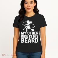 Halloween Quote My Other Ride Is His Beard Witch Women's T-Shirt thumb 4