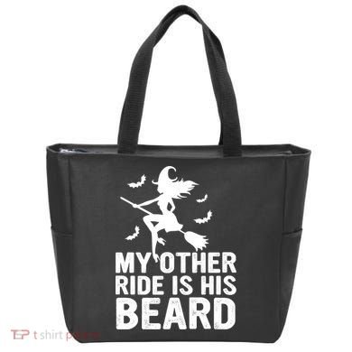Halloween Quote My Other Ride Is His Beard Witch Tote Bag